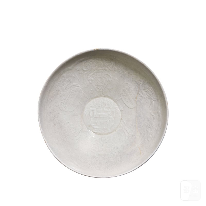 明 白釉印花碗